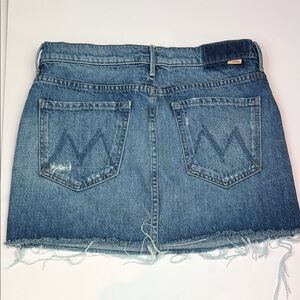 Mother Frayed Hem Denim Mini Skirt | Blue | Size 28